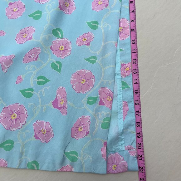 Classic Lilly Pulitzer Silk Maxi Dress Blue with Pink Morning Glories Size 6 - Picture 12 of 16